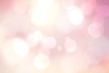 Abstract Blurred Vivid Spring Summer Light Delicate Pastel Pink Bokeh Background Texture With Bright Soft Color Circles. Space For Your Text. Beautiful Backdrop Illustration.
