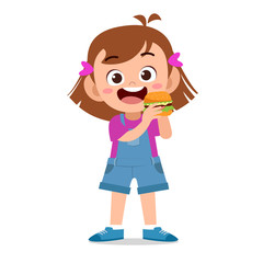 Wall Mural - happy kid eat vector illustration