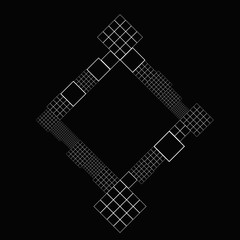 Poster - Diagonal modern square badge background template - abstract monochrome vector graphic with blank space in the middle