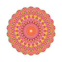 Poster - Geometrical colorful round triangle ornament mandala - ornamental polygonal circular abstract vector element