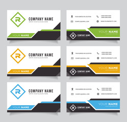 green, blue, orange and black dark modern creative business card and name card,horizontal simple cle