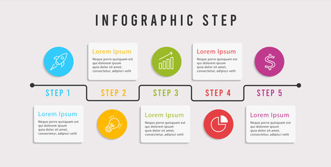 Business data visualization. Process chart. Abstract elements of graph, diagram with steps, options, parts or processes. Vector business template for presentation. Creative concept for infographic - V