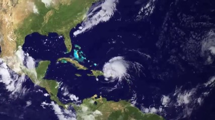 Wall Mural - A weather map tracks Hurricane Irene as it crosses the Caribbean in 2014.