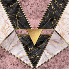 Wall Mural - abstract art deco background, modern minimalist mosaic inlay, textures of pink marble granite agate 