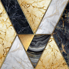 Wall Mural - abstract art deco geometric background, modern mosaic inlay, creative textures of marble granite aga