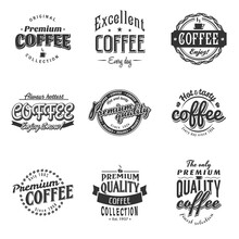Set Of Vintage Retro Coffee Logos For Badges And Labels Of Cafe And Coffee Shop