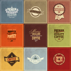 Wall Mural - Set of vintage retro coffee logos for badges and labels of cafe and coffee shop