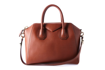 brown color luxury fashion bag on background