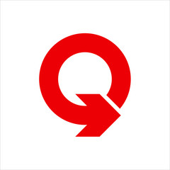 Wall Mural - letter q and arrow vector logo.