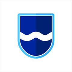 Wall Mural - Water ocean and shield vector logo