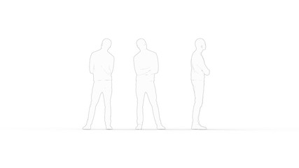 3d rendering of a computer model of a man standing in white studio background