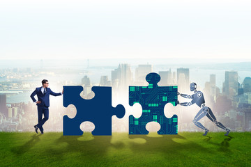robot and human cooperating in jigsaw puzzle