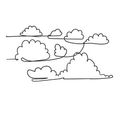 Wall Mural - Continuous line drawing. Clouds.doodle hand drawing style