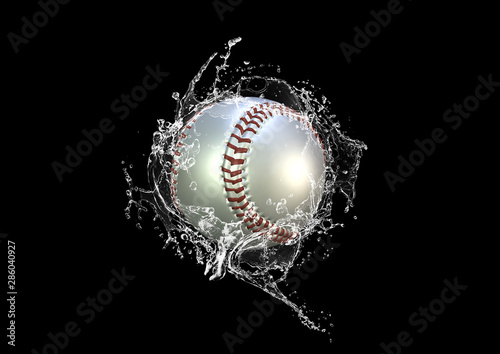 水しぶきをあげる野球ボール Stock イラスト Adobe Stock