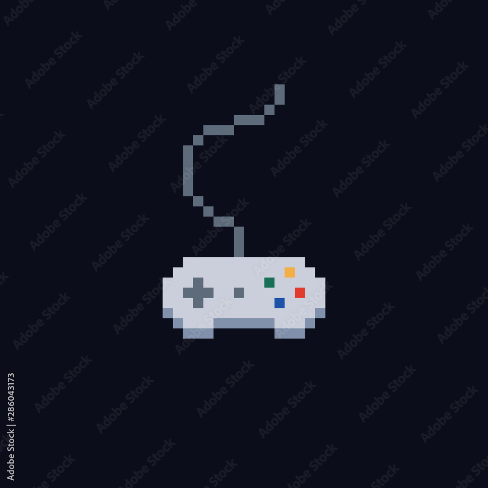 white pixel art 8 bit gamepad for game console - Isolated vector icon ...