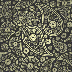  vector illustration of colored paisley seamless background