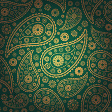 Vector Illustration Of Colored Paisley Seamless Background