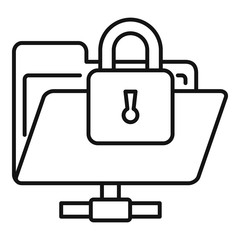 Poster - Secured folder icon. Outline secured folder vector icon for web design isolated on white background
