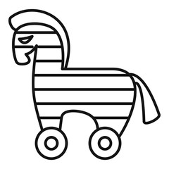 Poster - Computer trojan horse icon. Outline computer trojan horse vector icon for web design isolated on white background