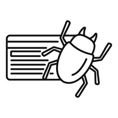 Poster - Credit card bug icon. Outline credit card bug vector icon for web design isolated on white background