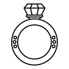 Poster - Diamond ring icon. Outline diamond ring vector icon for web design isolated on white background
