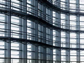 Canvas Print - Architecture details Glass wall panel Curve steel structure Modern Building