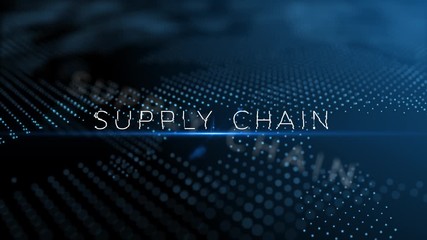 Poster - Supply chain modern intro text 3D animation with lens flare and depth of field focus blur