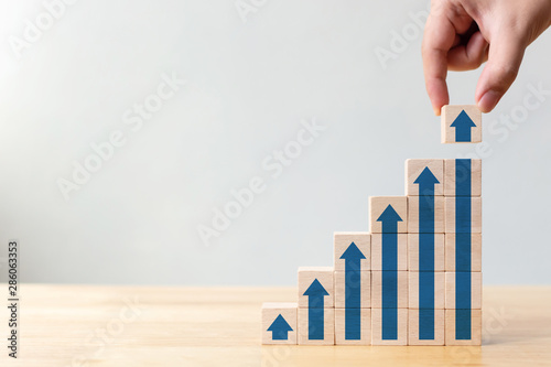 Fotografía Ladder career path for business growth success process concept
