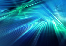 Abstract Colourful Background With Blue And Green Light And Stripeв Rays Of Light Spreading In Different Directions And Crossing