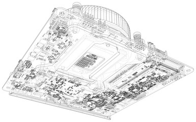 Poster - technology abstract motherboard illustration background. illustration created of 3d.