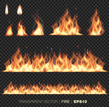 Collection Of Realistic Transparent Fire Flames 