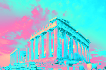 Fototapete - Parthenon on the Acropolis in Athens, Greece, on a sunset