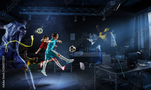 With endless will to victory. Mixed media