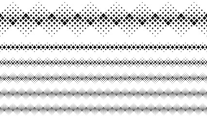 Poster - Square pattern page divider set - black and white abstract vector graphic design elements from squares