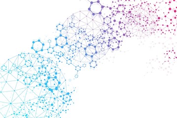 Fototapete - hexagonal abstract background. big data visualization. global network connection. medical, technolog
