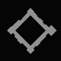 Poster - Minimal square badge decoration element - black and white modern geometrical vector graphic design from squares