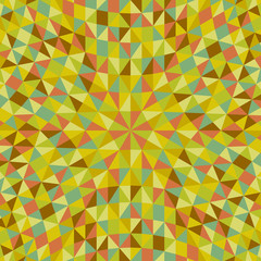 Poster - Dynamic hypnotic radial tiled mosaic pattern background - colorful polygonal abstract psychedelic vector design with geometrical shapes