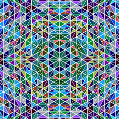 Poster - Dynamic tile mosaic pattern background design - circular psychedelic colorful vector graphic with triangle tiles
