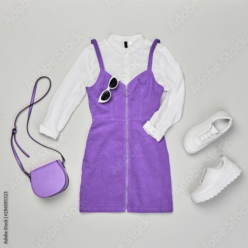Fall Fashion Clothes Accessories Outfit Autumn Mood Creative Minimal Flat Lay Trendy Purple Dress Stylish Sneakers Glamour Handbag Fashionable Look Design Autumnal Color Shopping Concept Buy This Stock Photo And Explore,Delta Airlines Baggage Fees For First Class