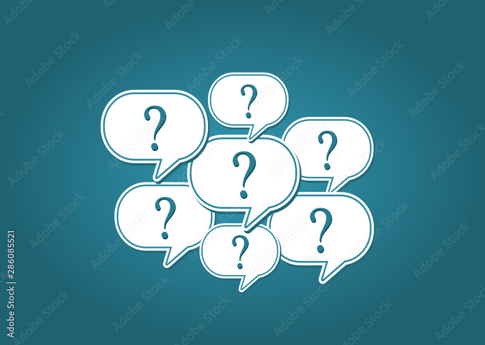 Last Question Image Vektor Question marks in speech bubbles. Speech balloons with question ...