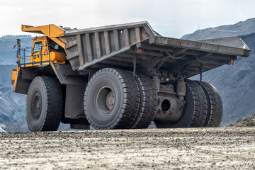 Wall Mural - Rock transportation by dump trucks.