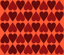 Red And Burgundy Hearts On The Background. Ornament. Vector Illustration. 