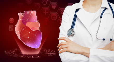 Poster - Creative red heart interface background