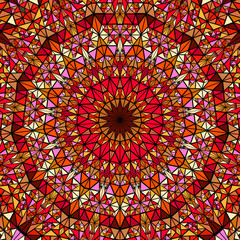 Poster - Geometrical dynamic colorful triangle pattern mosaic mandala background design - abstract hypnotic vector illustration