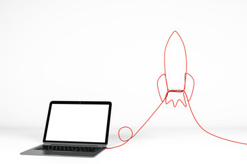 Aufkleber - Laptop with rocket cable