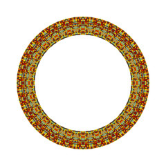 Poster - Colorful isolated abstract tiled mosaic circle border - ornamental geometrical circular vector element