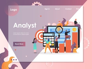 Poster - analyst vector website landing page design template