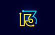number 13 in blue and orange color for logo icon design