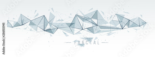 Fotografía Science and technology 3D mesh abstract vector background, connected net lines fractal design, low poly polygonal elements in dynamic motion