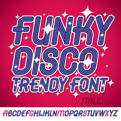 Poster - Set of bright italic vector upper case funky English alphabet letters isolated can be used as logo design element for event companies